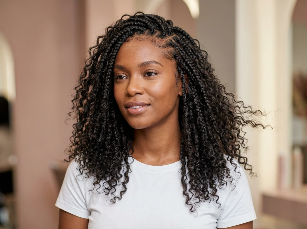Afro Boho braids with soft curled ends, Booked and Beautiful Pretoria East