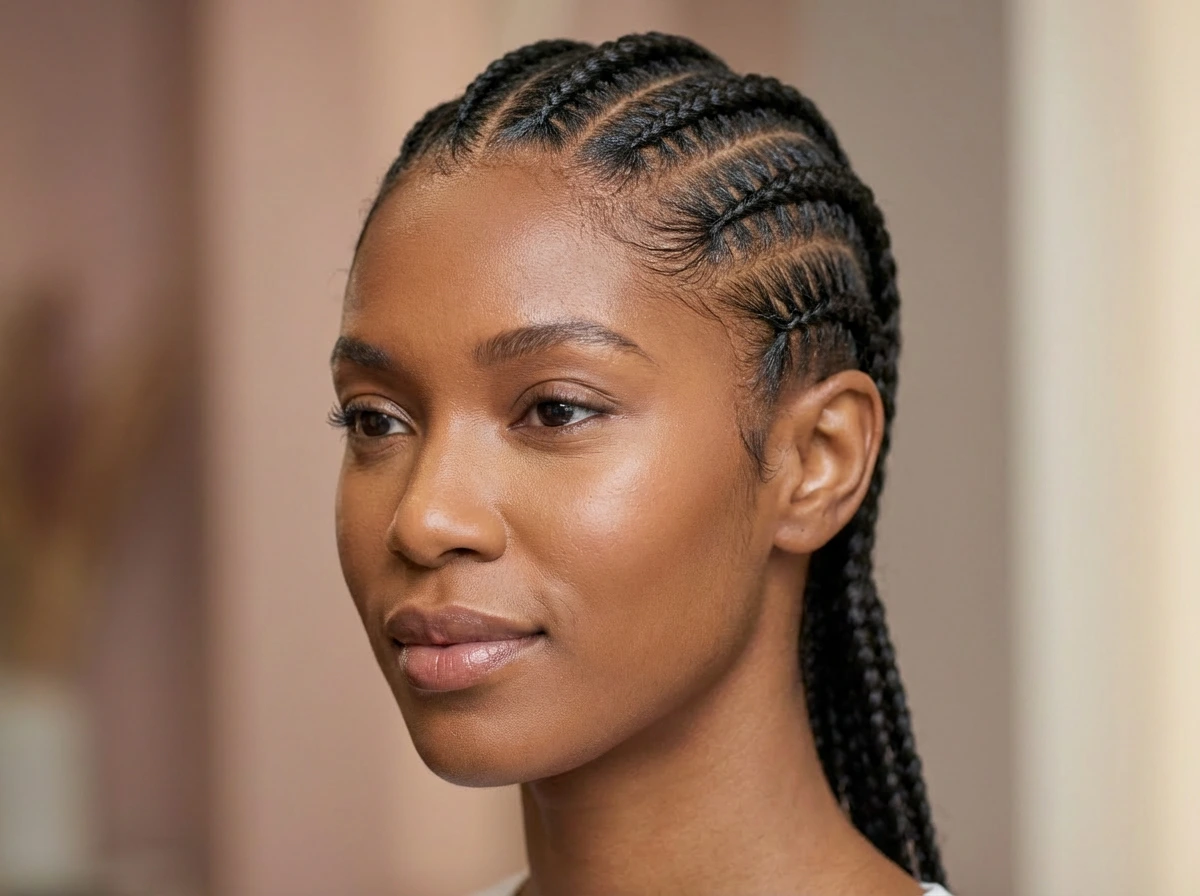 Straight back cornrows and stitch braids, Booked and Beautiful Pretoria East