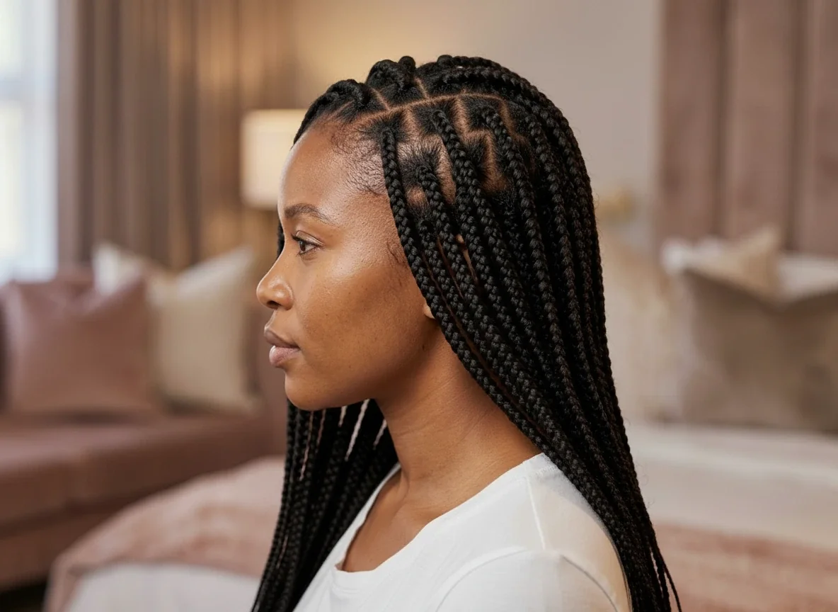 Knotless braids installed at Booked and Beautiful, Pretoria East